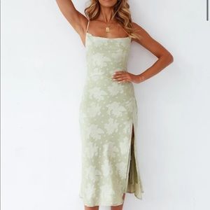 Leora green midi dress